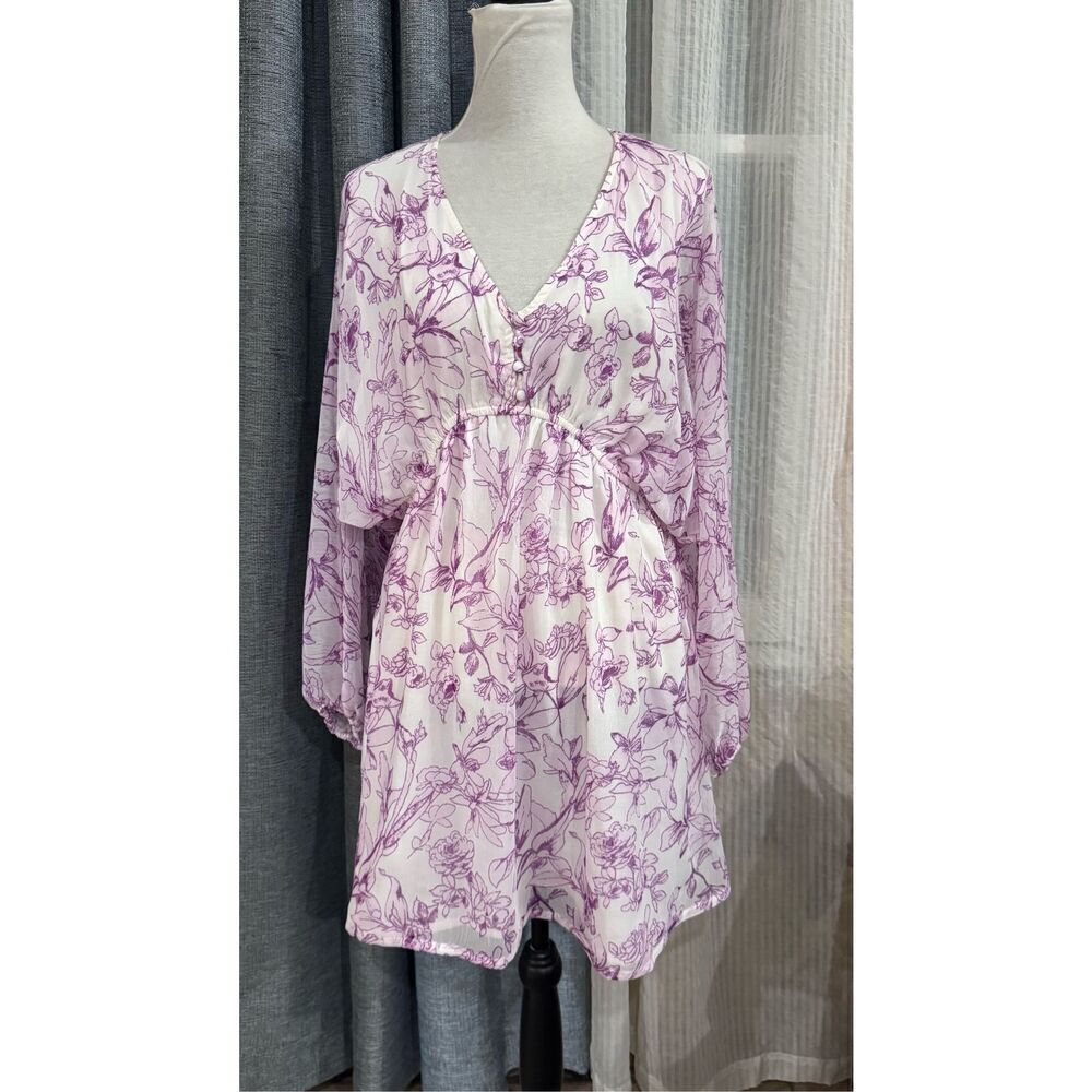 A new day purple‎ flower summer beach dress size medium